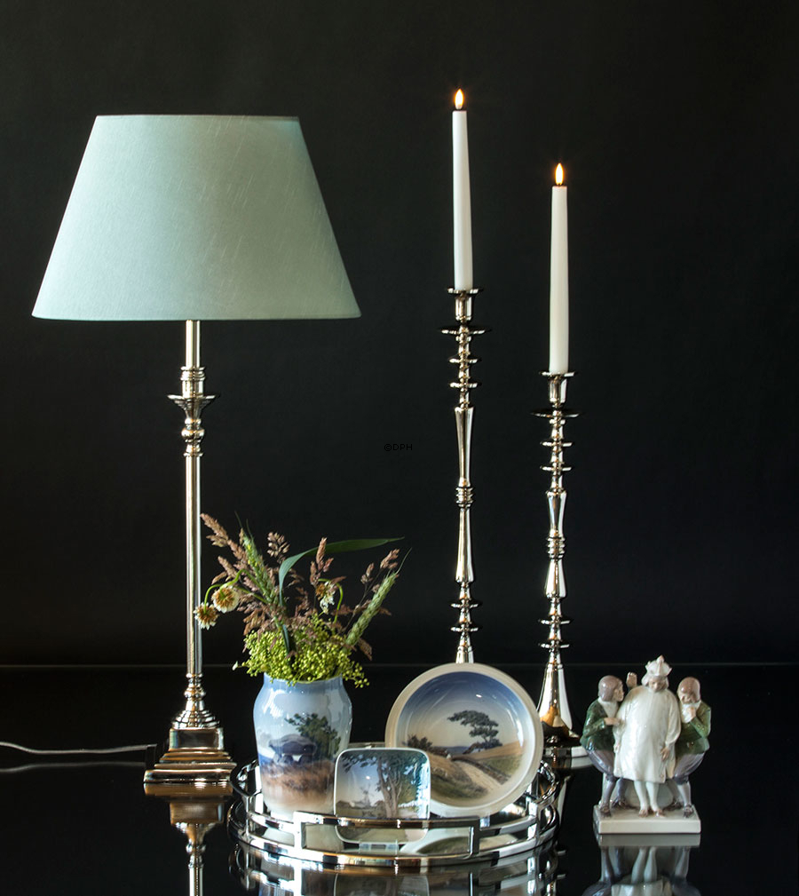 Bordlampe blank nikkel finish (sølv) uden skærm