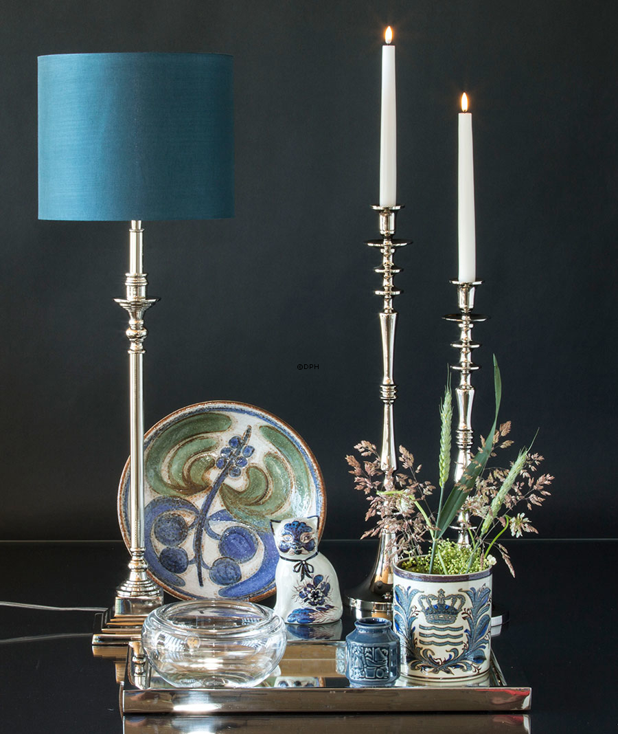 Bordlampe blank nikkel finish (sølv) uden skærm