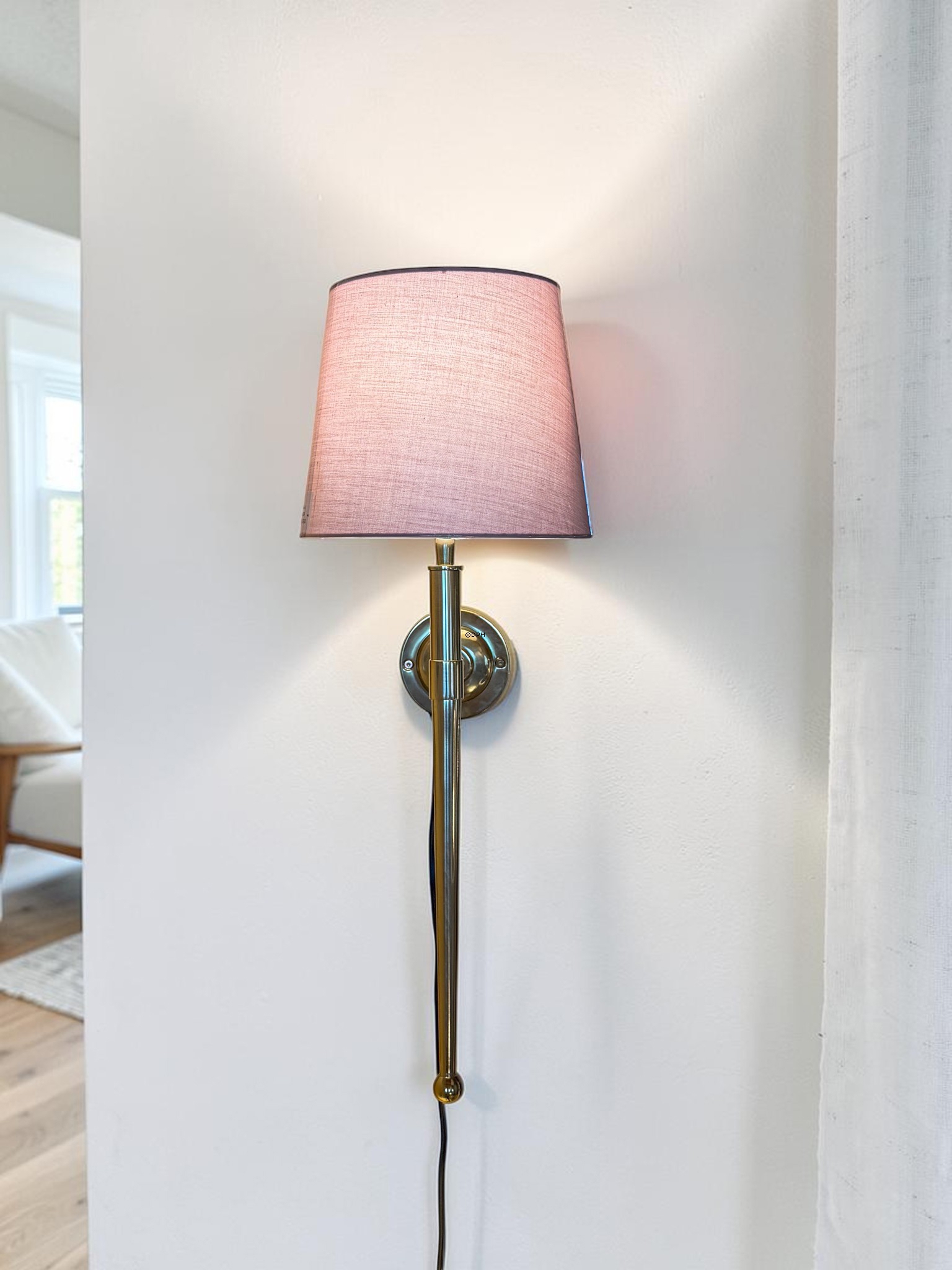 Rund cylinderformet lampeskærm 20 cm i højden, rosa chintz stof