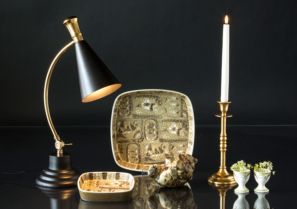 Bordlampe messing finish og mat sort 55cm