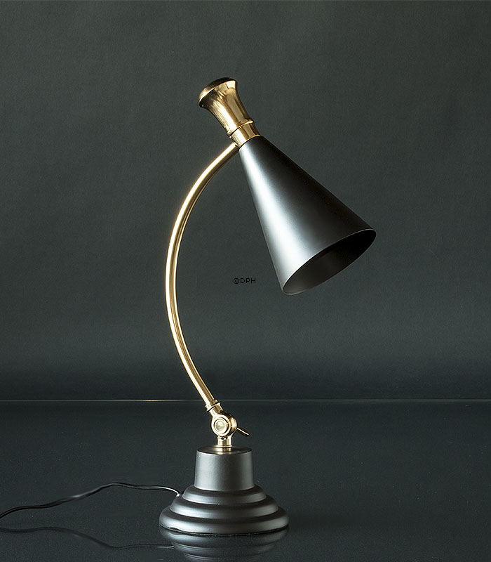 Bordlampe messing finish og mat sort 55cm