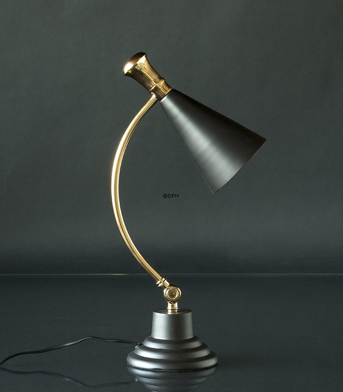 Bordlampe messing finish og mat sort 55cm