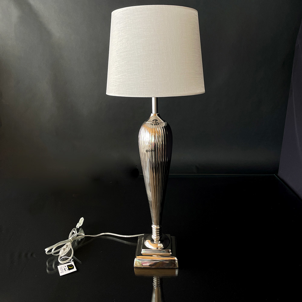 Rund cylinderformet lampeskærm 24 cm i højden, off white hørstof