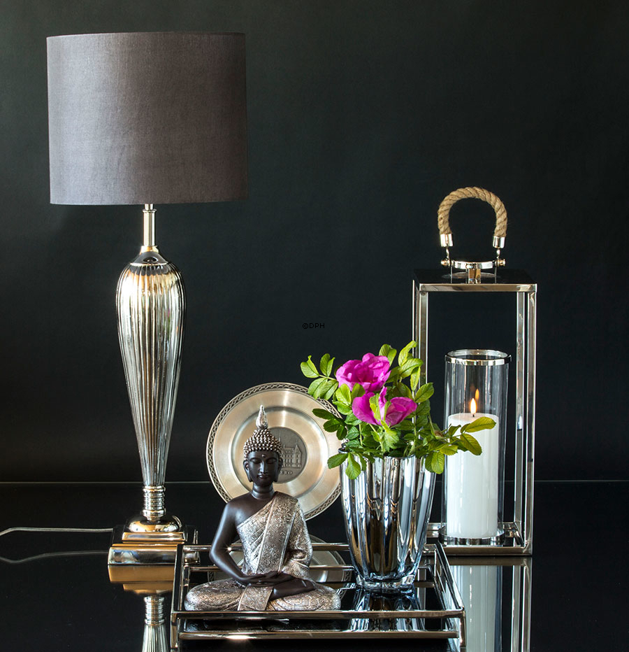 Bordlampe blank nikkel finish (sølv) uden skærm, 62 cm