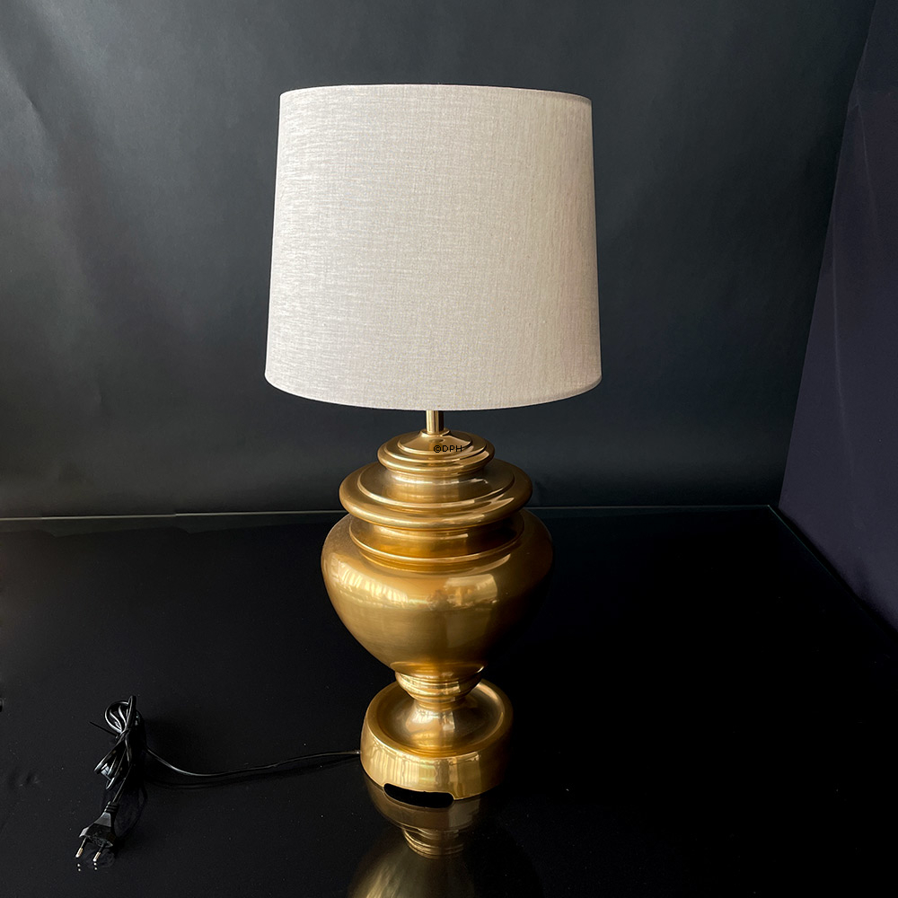 Rund cylinderformet lampeskærm 31 cm i højden, beige hørstof