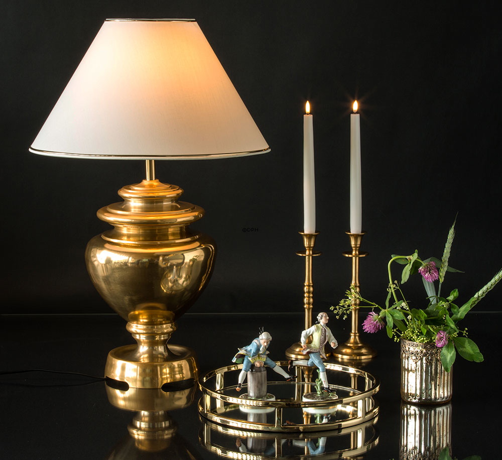 Bordlampe messing finish rustikt look, uden skærm 52 cm