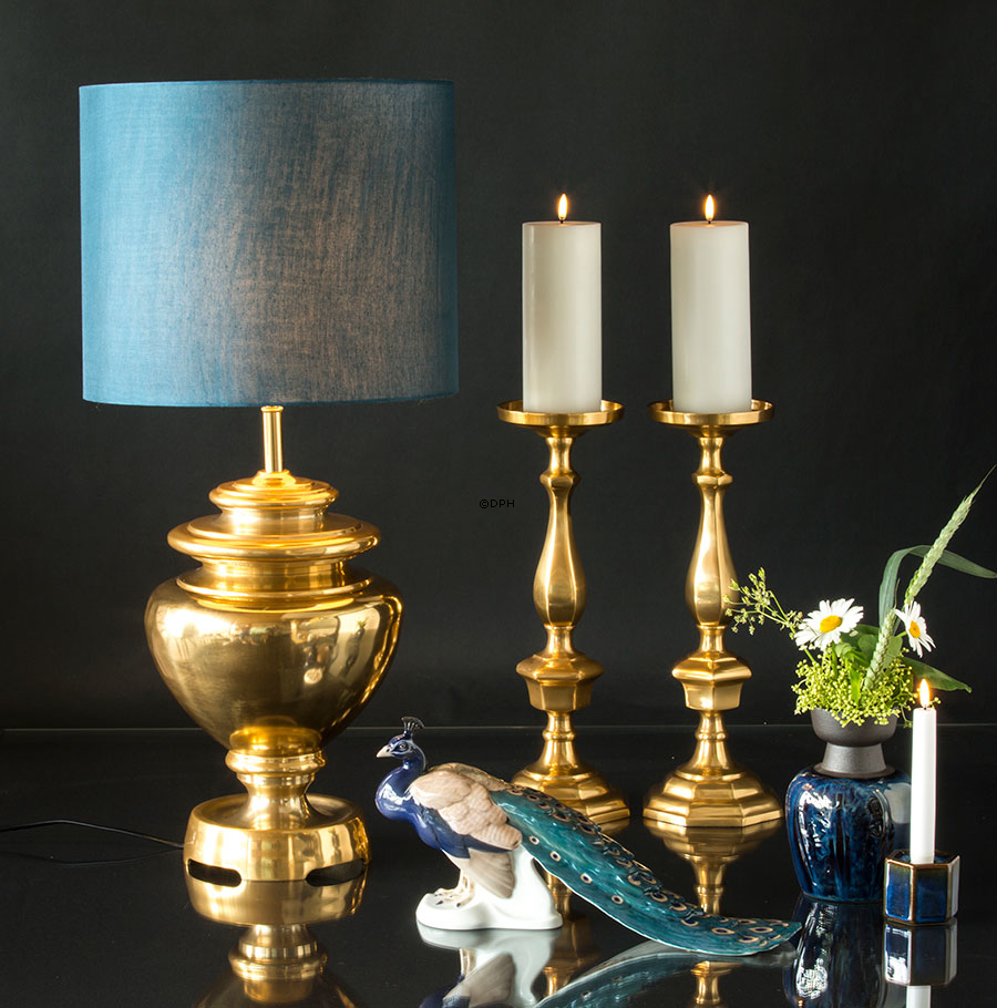 Bordlampe messing finish rustikt look, uden skærm 52 cm