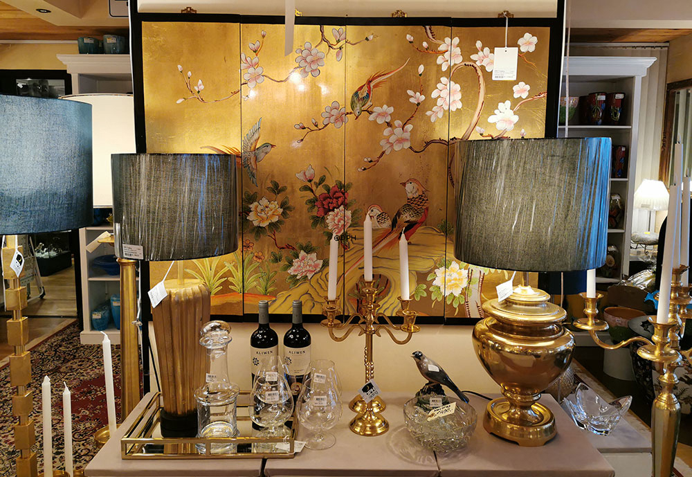 Bordlampe messing finish rustikt look, uden skærm 52 cm