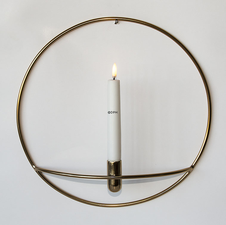 Cirkelformet lysestage i messing finish til væg