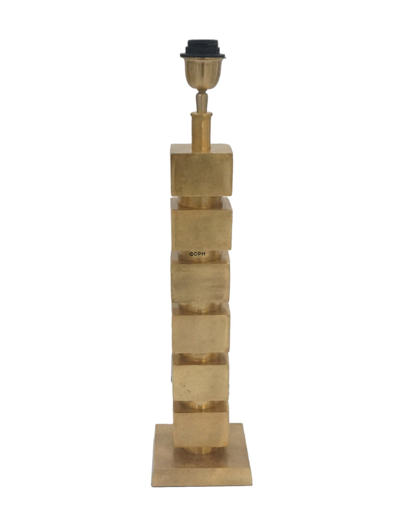 Bordlampe messing finish, rustik look, med firkanter uden skærm