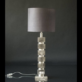 Bordlampe Nikkel finish (rustik sølv) med firkanter uden skærm