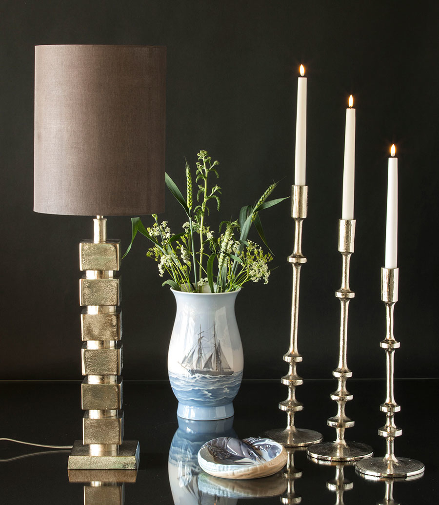 Bordlampe Nikkel finish (rustik sølv) med firkanter uden skærm