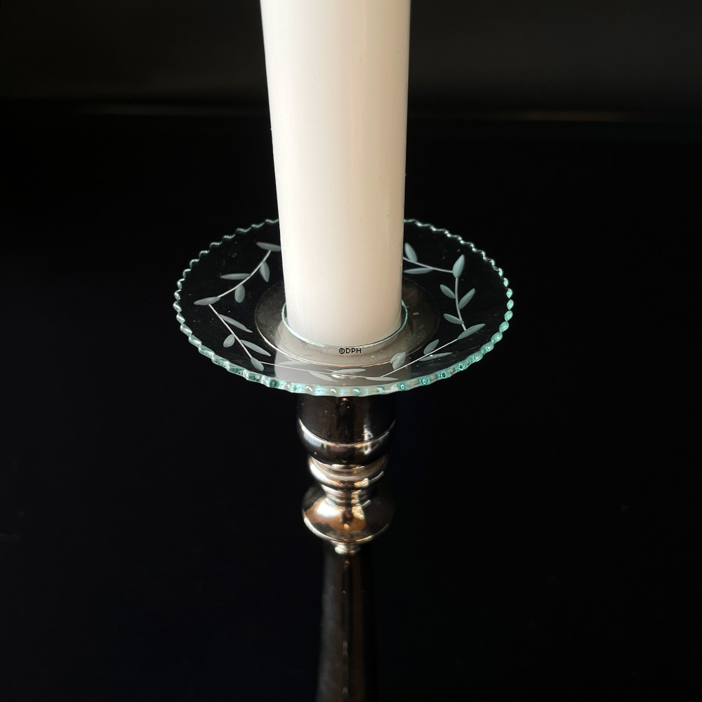 Glas lysmanchet, slebet glas Ø 6,8cm (indvendigt hul 2,5cm)