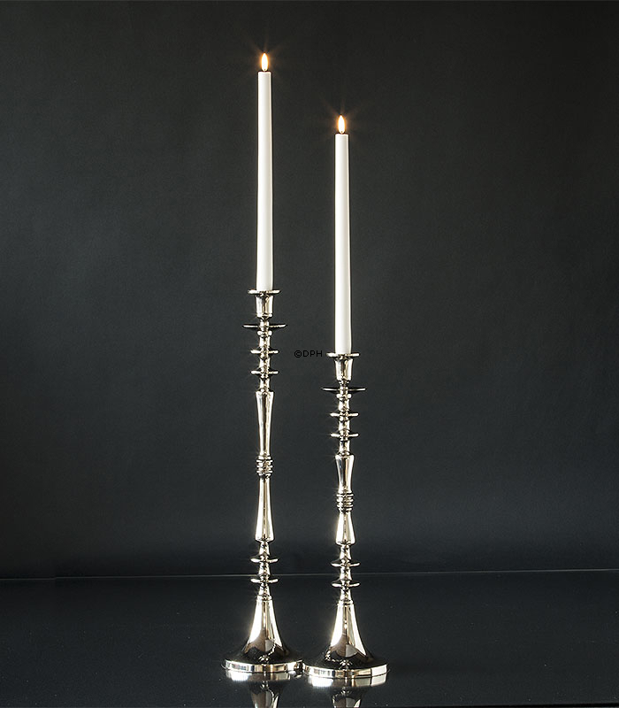 Lysestage blank nikkel/sølv finish 48 cm, lille