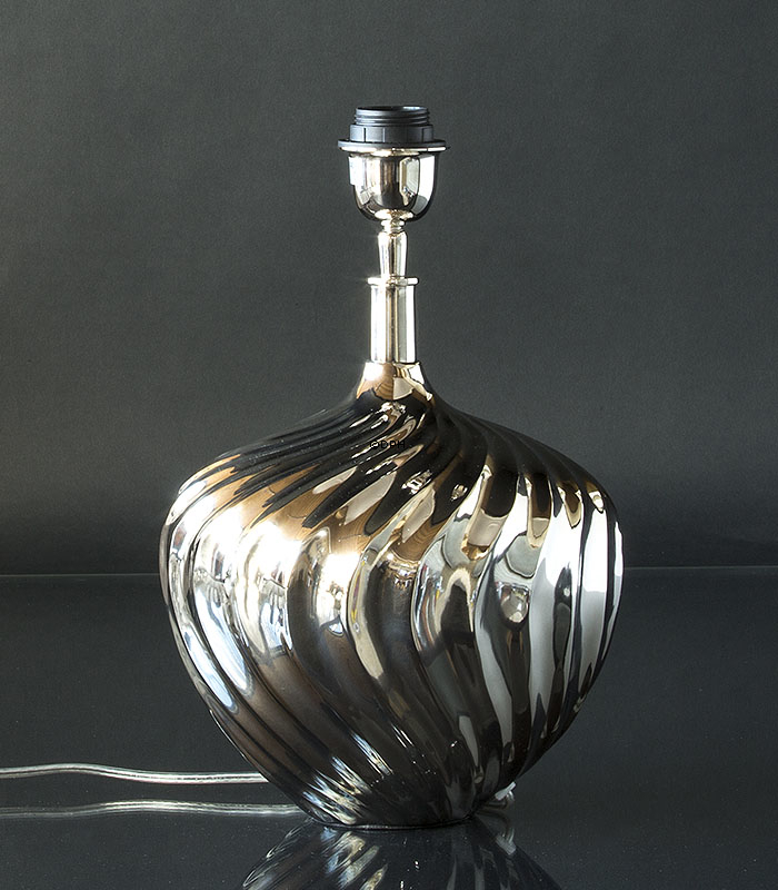 Bordlampe nikkel/sølv finish uden skærm, 34 cm