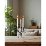 3-armed Candleholder in Nickel/Rustic Silver look