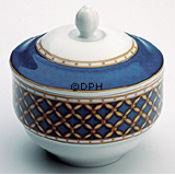 Liselund, Sugar Bowl with Cover no. 159, Dark blue, Royal Copenhagen