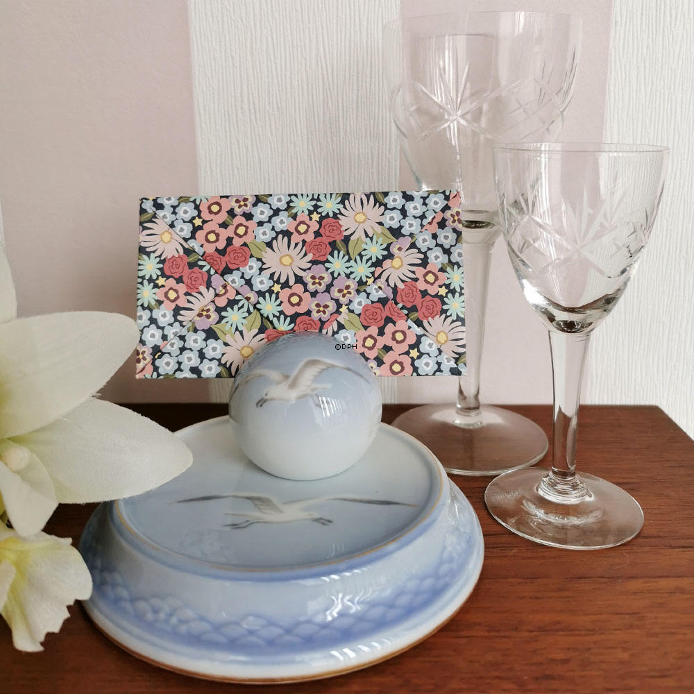 Måge med guld, flaskeholder eller bordskåner/fod til kaffekande, Bing & Grøndahl