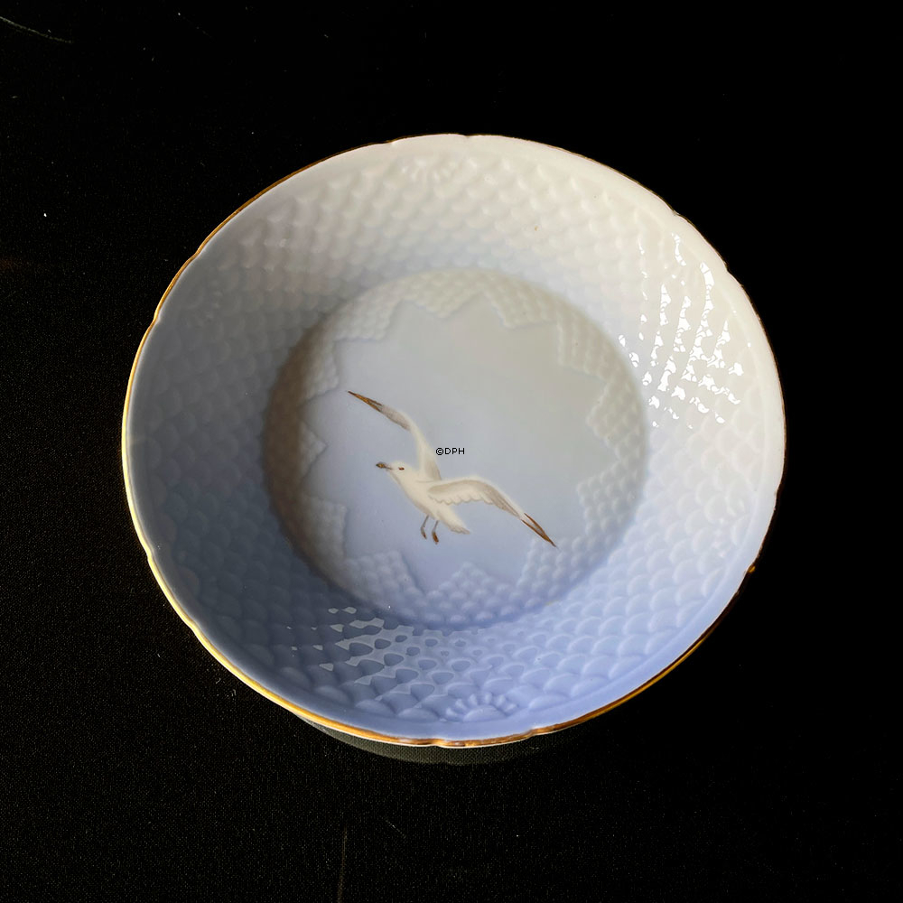 Mågestel med guld, asiet, rund 16cm, Bing & Grøndahl