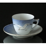 Seagull Service with gold Coffee Cup and Saucer no. 071 or 305 or 102, capacity 12,5 cl., Cup Ø7,6 H:6,5