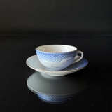 Seagull Service with gold tea Cup and Saucer no. 077 or 473, medium, capacity 15 cl.