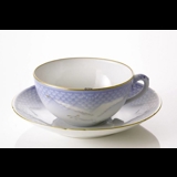 Seagull Service with gold, tea Cup Ø10cm and Saucer Ø15cm  no. 080, capacity 15 cl,