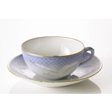 Seagull Service with gold, tea Cup Ø10cm and Saucer Ø15cm  no. 080, capacity 15 cl,