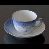 Seagull with gold, HUGE morning cup and saucer no. 083 or 476, Cup; Ø: 10cm H: 6.5 Saucer Ø: 17cm