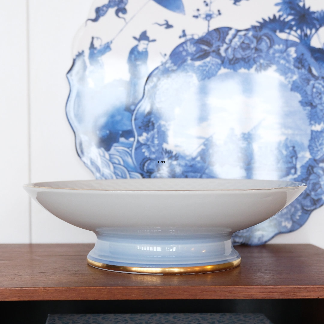 Mågestel med guld, kageskål på fod/opsats nr. 429 24,5cm