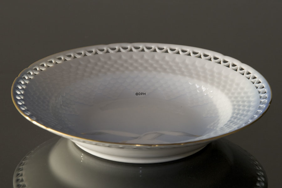 Måge med guld, dyb tallerken 21 cm, med blondekant, Bing & Grøndahl - Royal Copenhagen