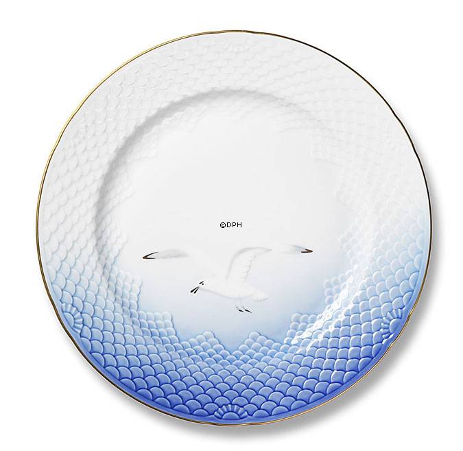 Mågestel med guld, flad tallerken 17cm nr. 617