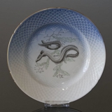 Måge med guld, fiske tallerken med forskellige motiver, Bing & Grøndahl - Royal Copenhagen 21cm