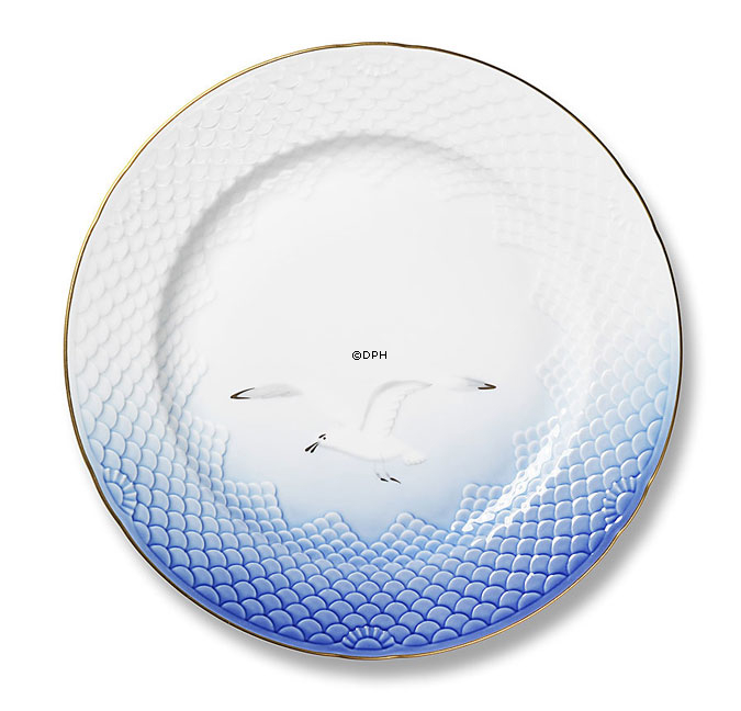 Mågestel med guld, flad tallerken 26cm nr. 626 eller 624