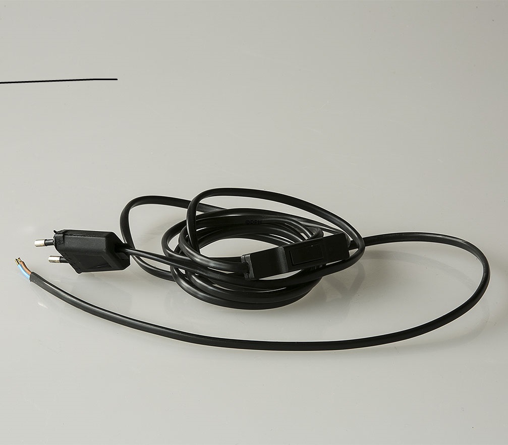 Sort ledning med afbryder 2,0  meter (45+140CM)