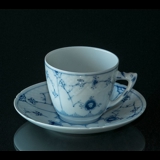 Blaugemal/Musselmalet Gerippt Kaffeetasse und Untertasse Nr. 102. 305 oder 071, Bing & Gröndahl