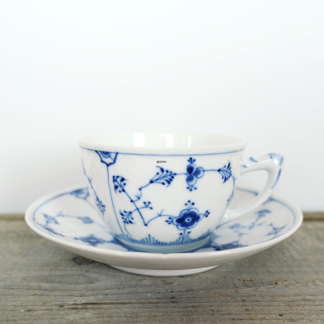Blåmalet stel STOR kaffe/tekop med underkop, Bing & Grøndahl  (Kop Ø10cm)
