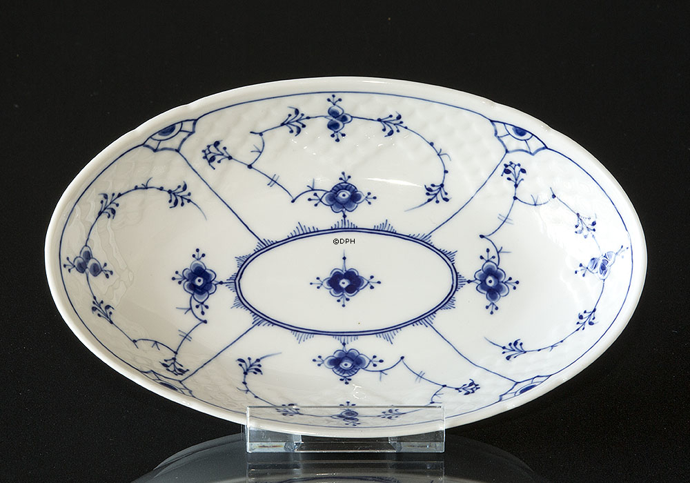 Blåmalet Ovalt Fad 23 cm, lille, Musselmalet Bing & Grøndahl nr. 39 eller 314