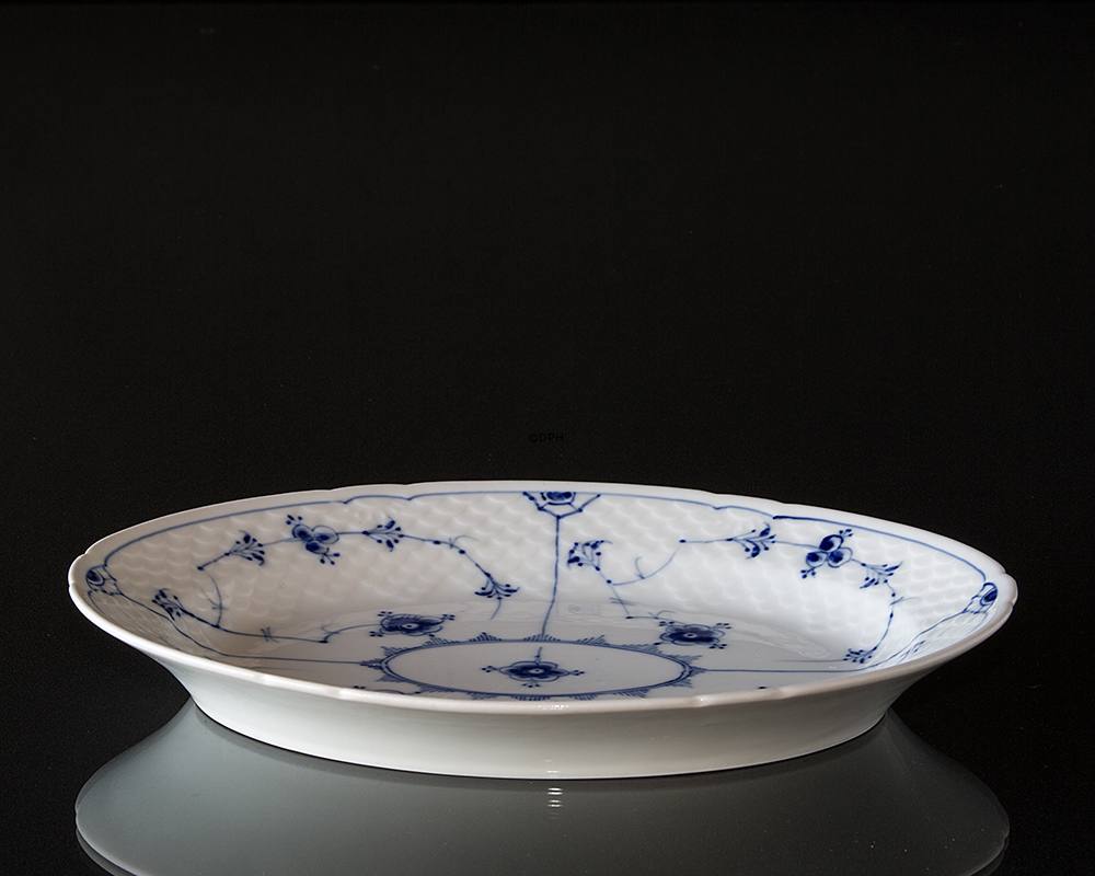 Blåmalet Ovalt Fad 28 cm, Musselmalet Bing & Grøndahl nr. 373
