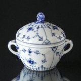 Blue traditional sugar bowl, small, 10cm, Blue Fluted Bing & Grondahl