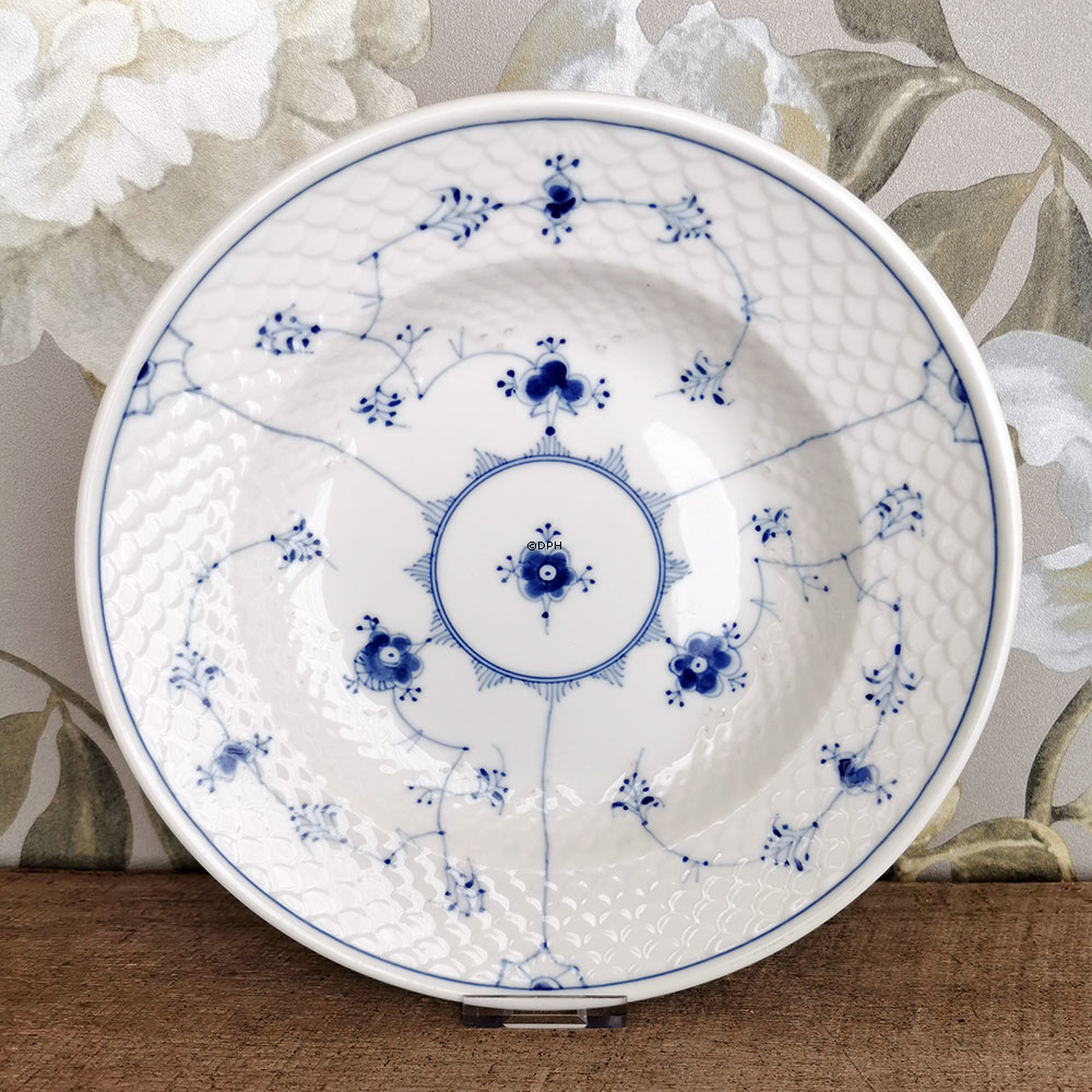 Blåmalet Hotelporcelæn, dyb tallerken 21 cm, Musselmalet Bing & Grøndahl nr. 1006