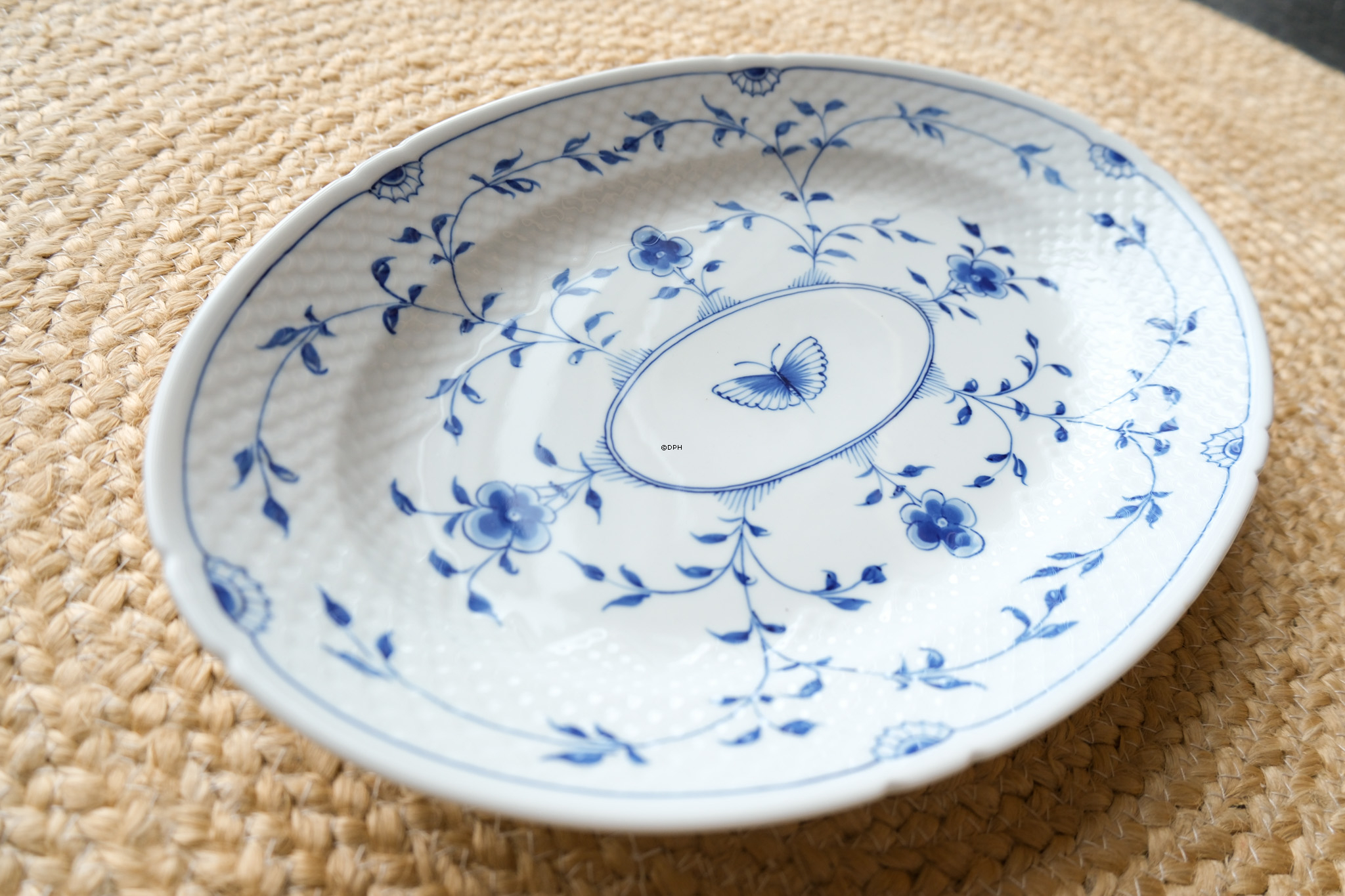 Sommerfuglestel ovalt fad, stort 40 cm, Bing & Grøndahl nr. 15, 315 eller 375