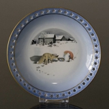 Wiberg Juleservice, kagetallerken, nisse og ræv, Bing & Grøndahl nr. 3501616