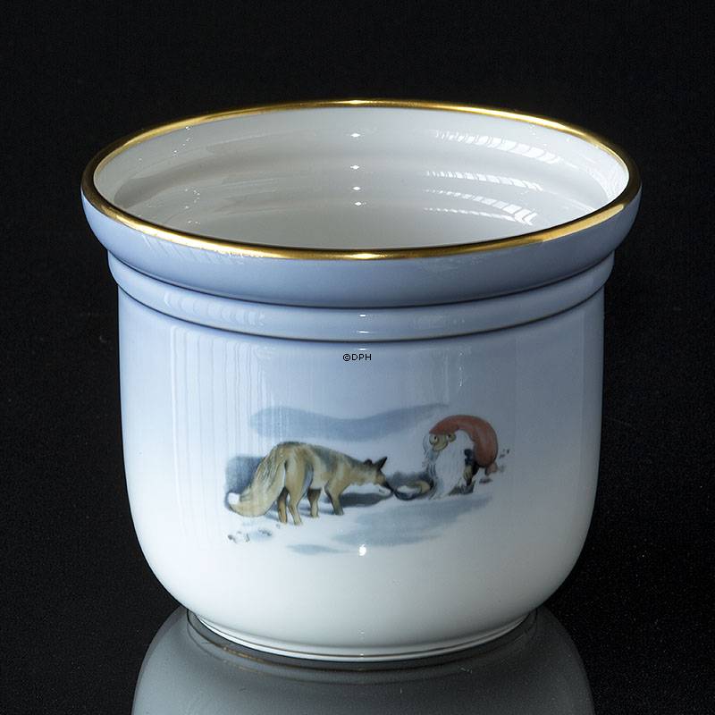 Wiberg Juleservice, urtepotteskjuler med nisse og ræv