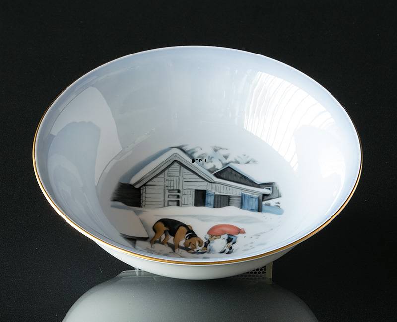 Wiberg Juleservice, skål med nisse og hund nr. 3502574