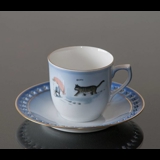 Wiberg Christmas Service, cup and saucer, pixie and cat, Bing & Grondahl no. 3503305