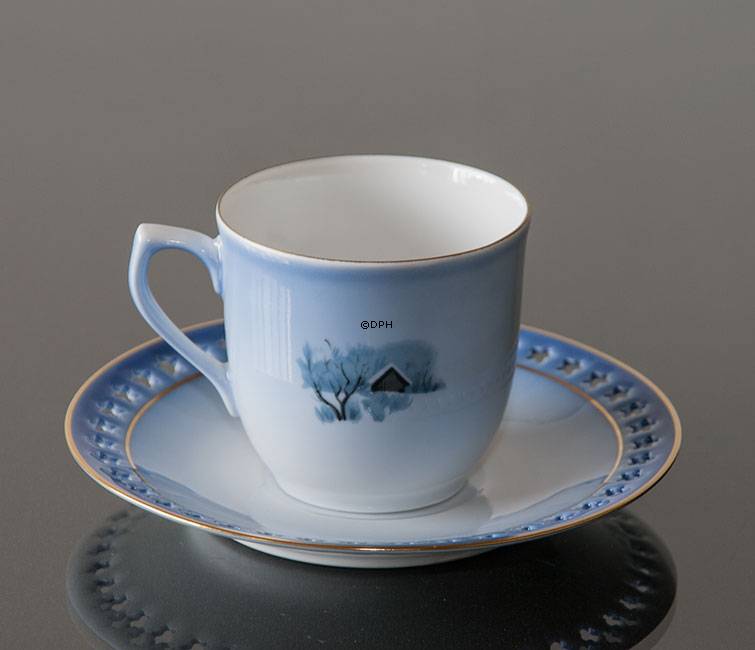 Wiberg Juleservice, kop med underkop, nisse og kat, Bing & Grøndahl nr. 3503305