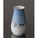 Wiberg Weihnachtsgeschirr, Vase mit Wichtel und Katze