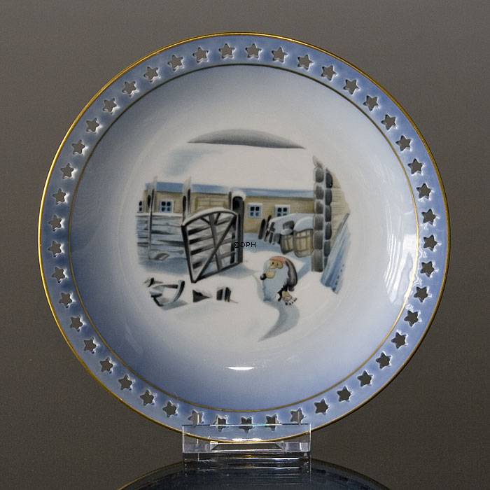 Wiberg Juleservice, kagetallerken, nisse og kælk, Bing & Grøndahl nr. 3504616