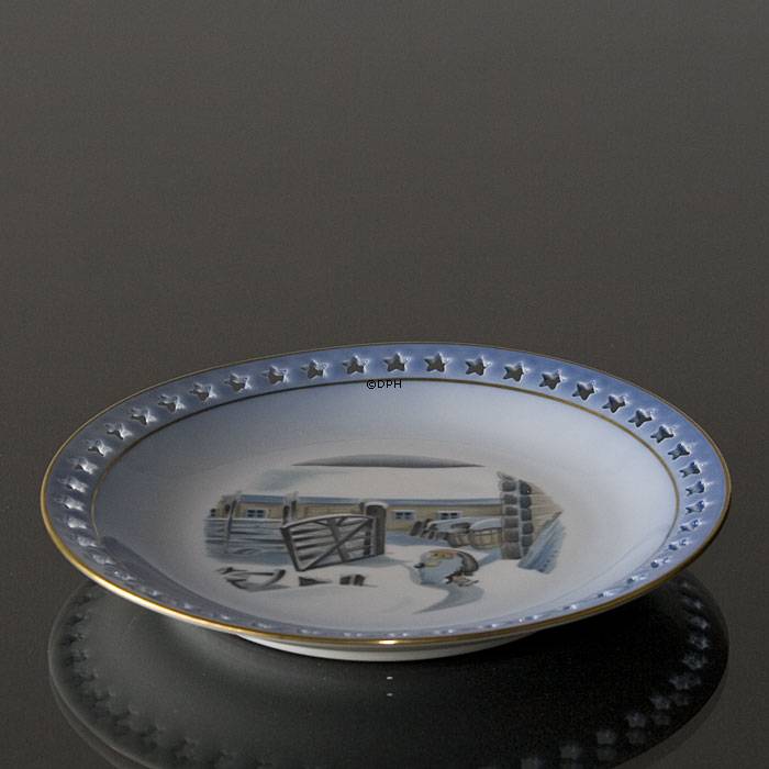 Wiberg Juleservice, kagetallerken, nisse og kælk, Bing & Grøndahl nr. 3504616