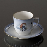 Wiberg Christmas Service, cup and saucer, pixie and cat, Bing & Grondahl no. 3505305